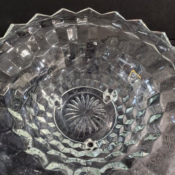Vintage Indiana Glass Whitehall Cubist Design 3 Footed 10" Serving Bowl - Picture 8 of 10